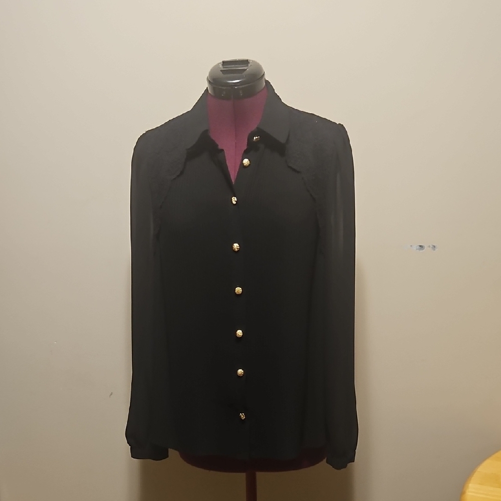 Elegant Black Button-Up Women's Top